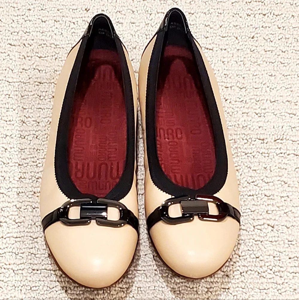 Munro Ivy Leather Colorblock Camel/Black Horsebit Preppy COMFORT Flats 8.5N